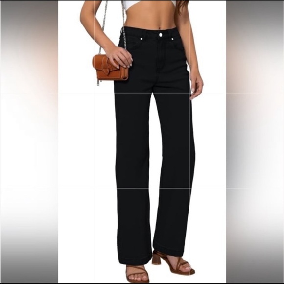 Amazon Denim - Ettelo Womens High Waisted Wide Leg Stretchy Tummy Control Jeans size 10